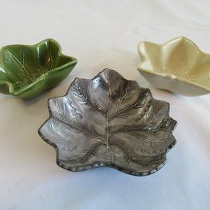 Set of 3 Maple Leaf Snack Candy Nut Dishes Bowls Fall Autumn -  Laurie Gates